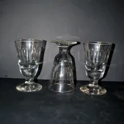 Set of 3 thick blown glass absinthe glasses - Vintage Mazagran