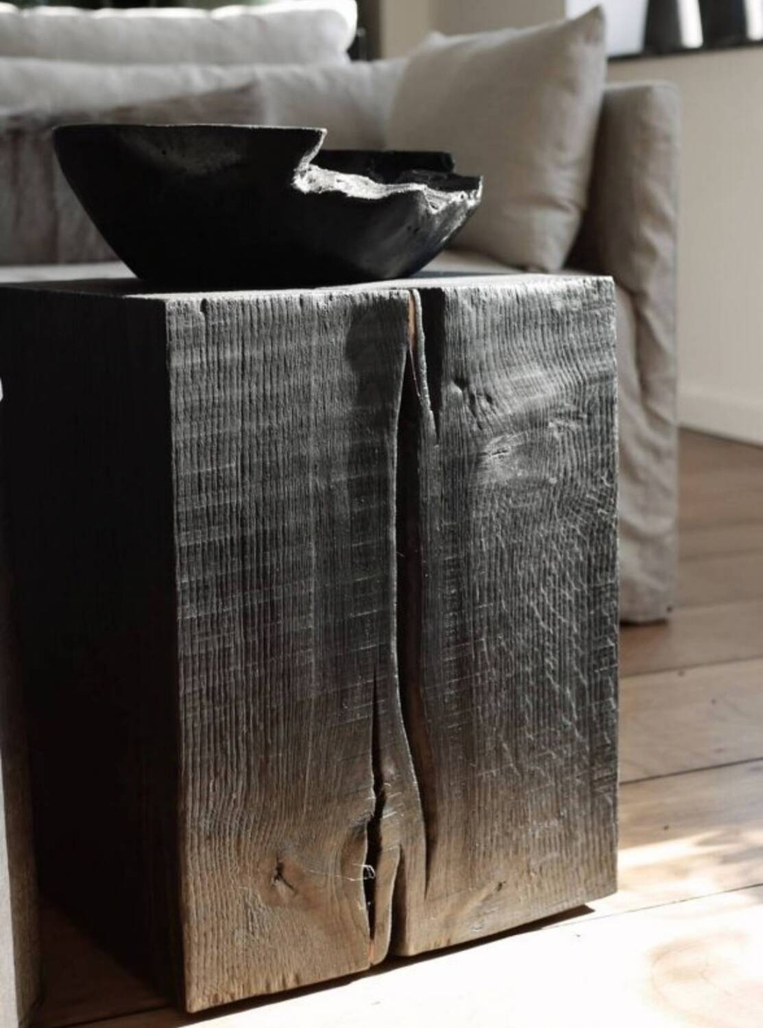 Bol, plat en bois brûlé wabi sabi