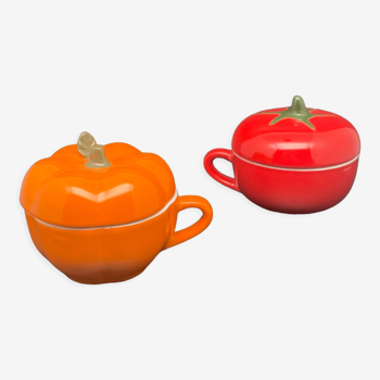 Sotable cup duo with tomato and pumpkin lid