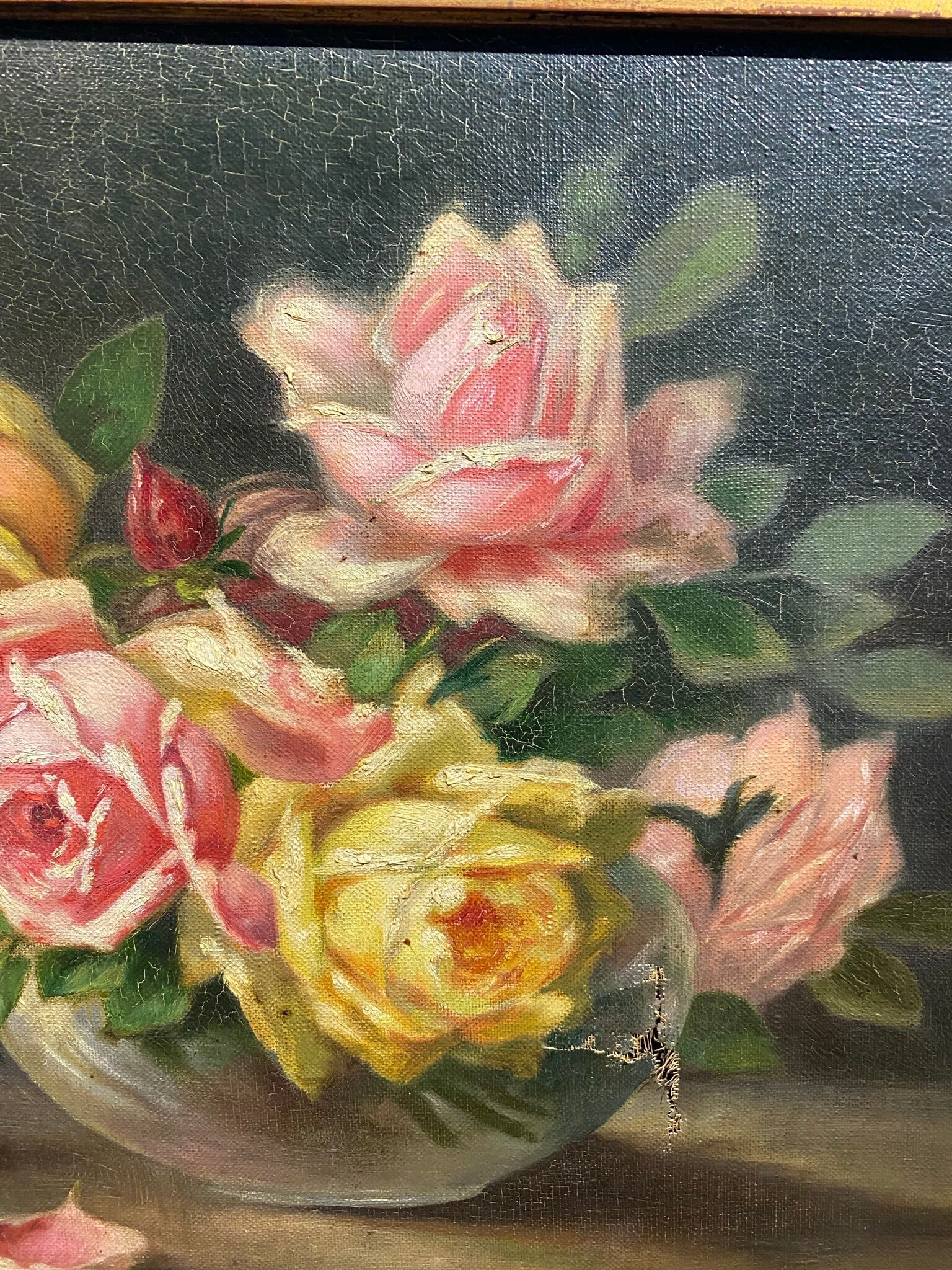 Old painting, bouquet of roses, late 19th, early 20th century
