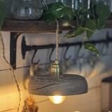 Handcrafted portable lamp with a marbled stone effect