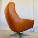 Vintage Danish mid-century cognac leather Werner Langenfeld lounge chair, 1960s
