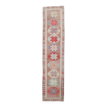 Vintage Pink Blush Natural Turkish Hand-Knotted Runner 79x342