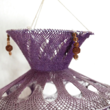 Purple macrame pendant light, 70s