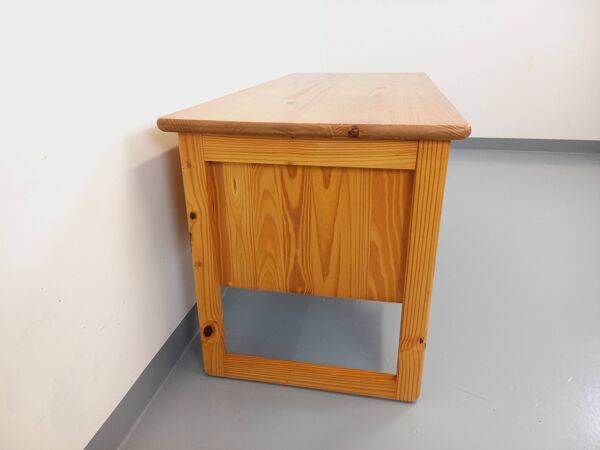 Bureau de direction pieds traîneau vintage en pin des années 60 70
