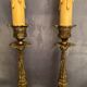 Pair of candlesticks mounted in late nineteenth century bronze lamp base Renaissance style