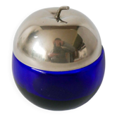 Small glass and stainless steel apple-shaped box 1970
