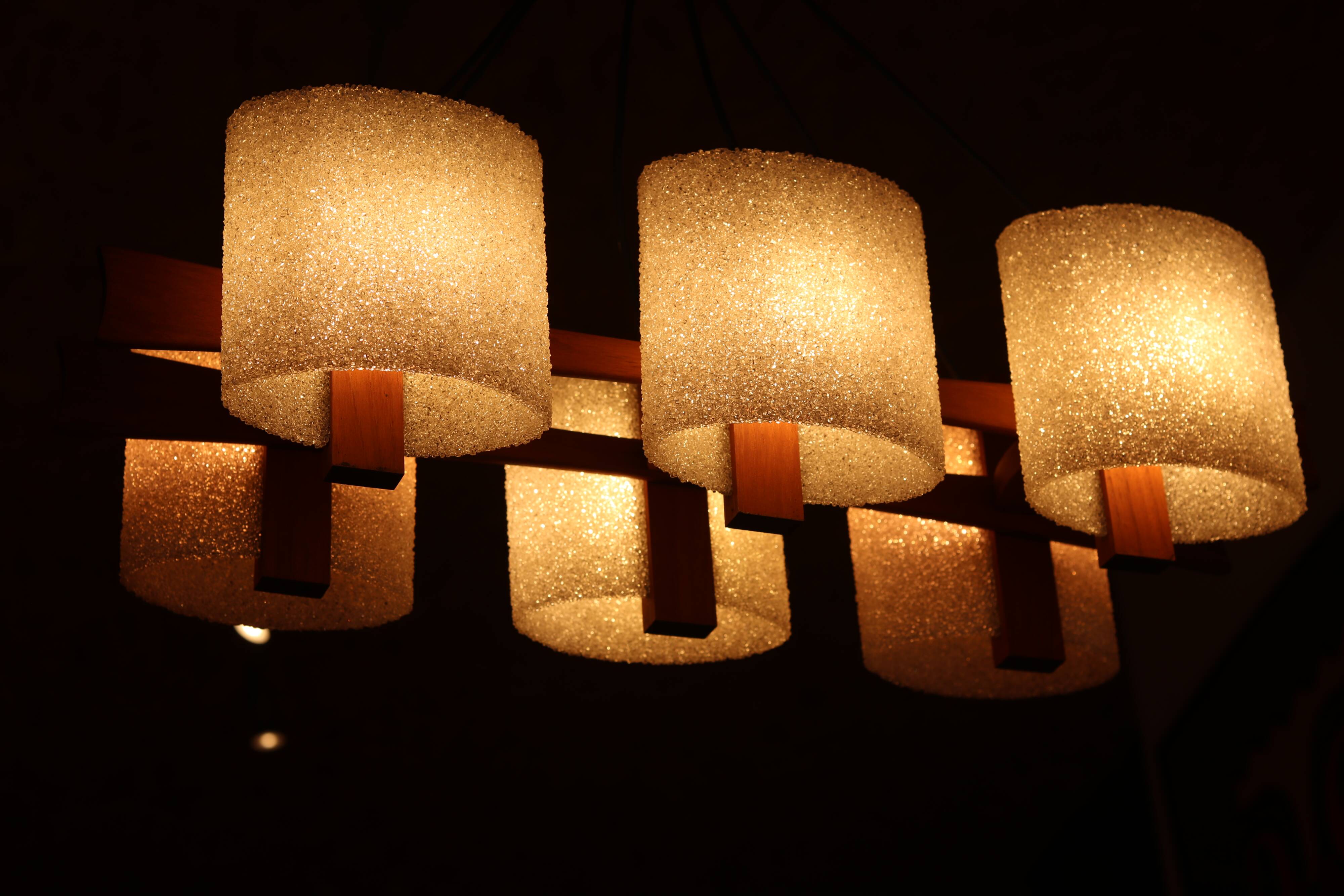 Teak & Perspex granite chandelier (60s)