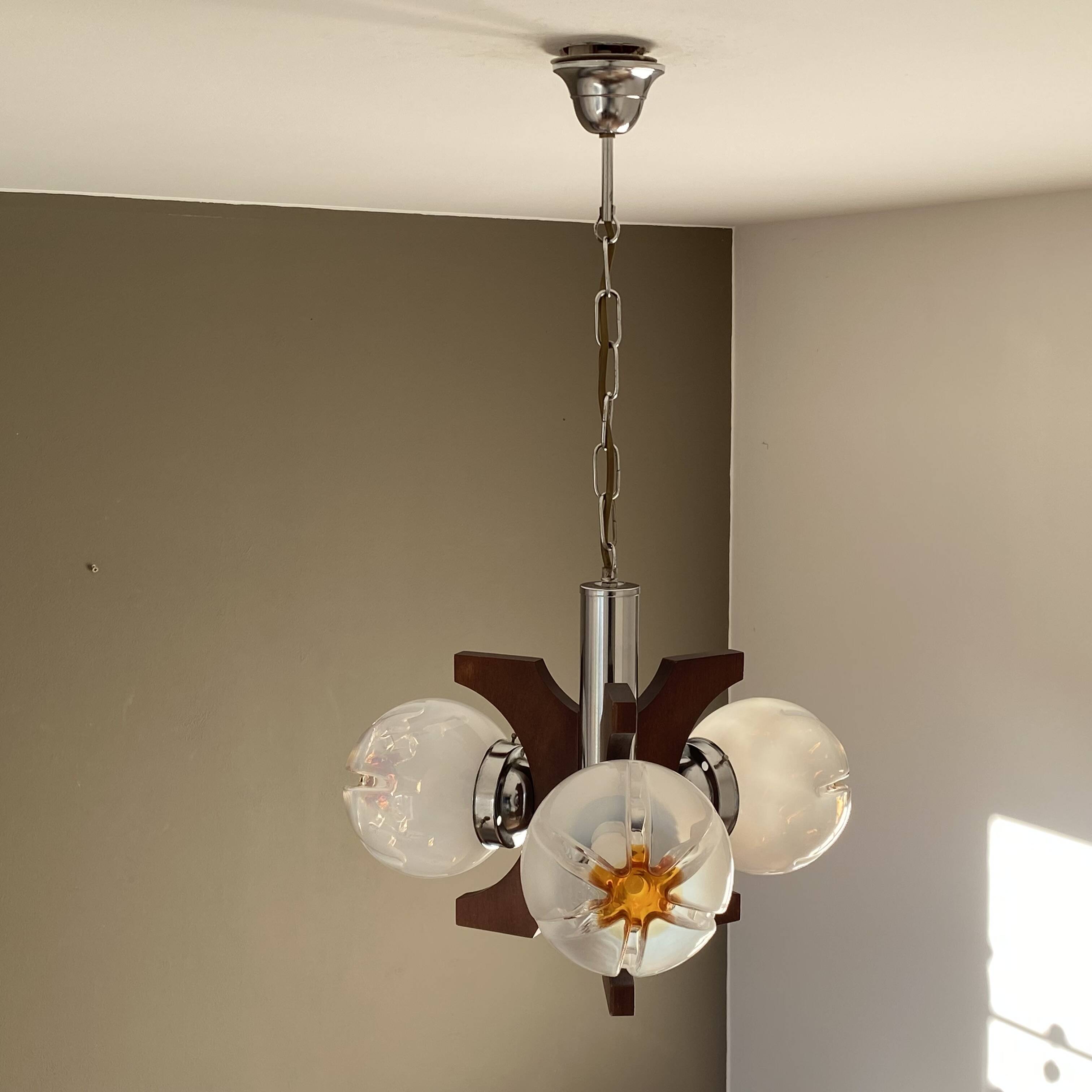 Mazzega chandelier. 1970. Murano glass. Italy.
