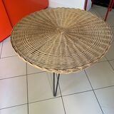 Wicker coffee table tripod base