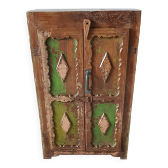 Tribal teak bedside table