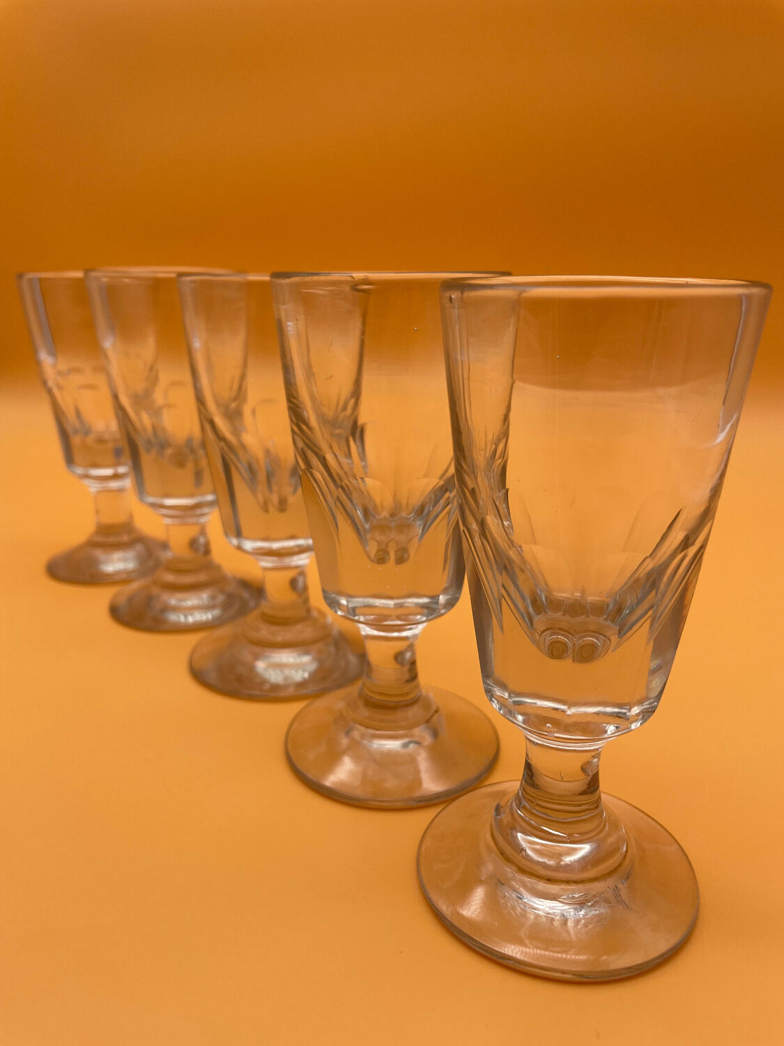 Absinthe stemmed glasses, digestive end 19 th