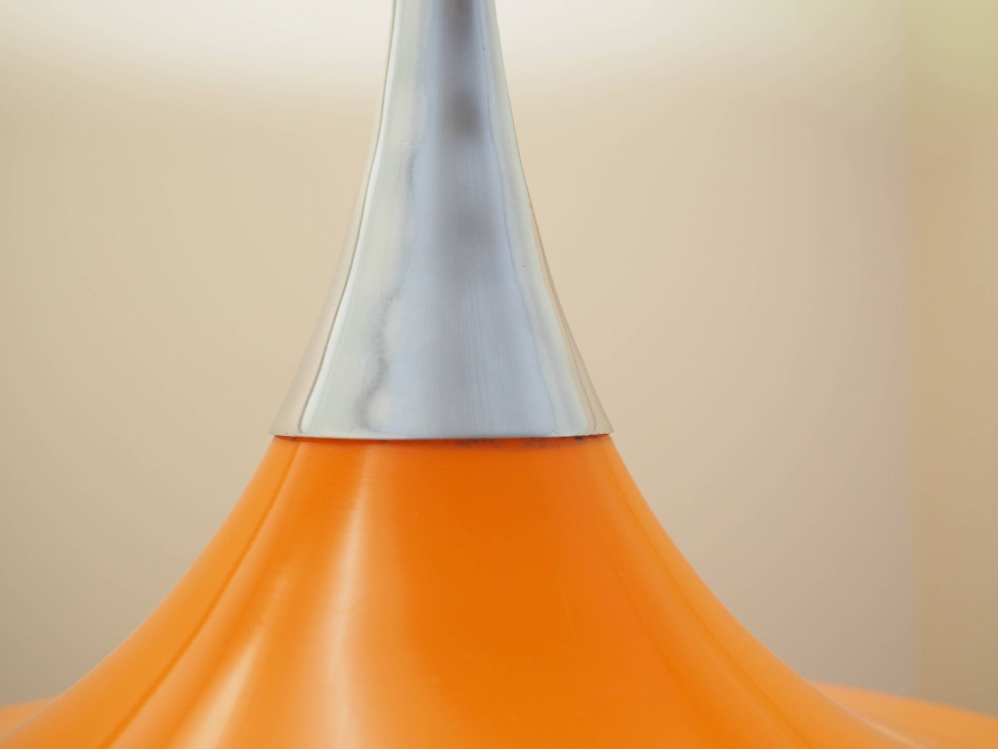 Danish pendant lamp 1960s with orange metal shade