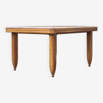 Table art-déco en bois, table de salon, cuisine, table bois de noyer vintage