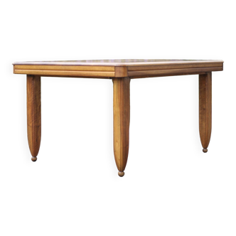 Art-deco wooden table, living room table, kitchen, vintage walnut wood table