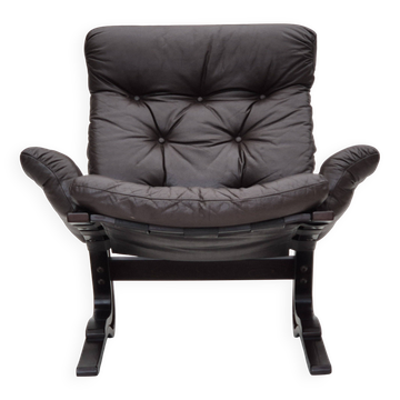 1970s, Scandinavian design, lounge chair, original condition, leather, bent wood.