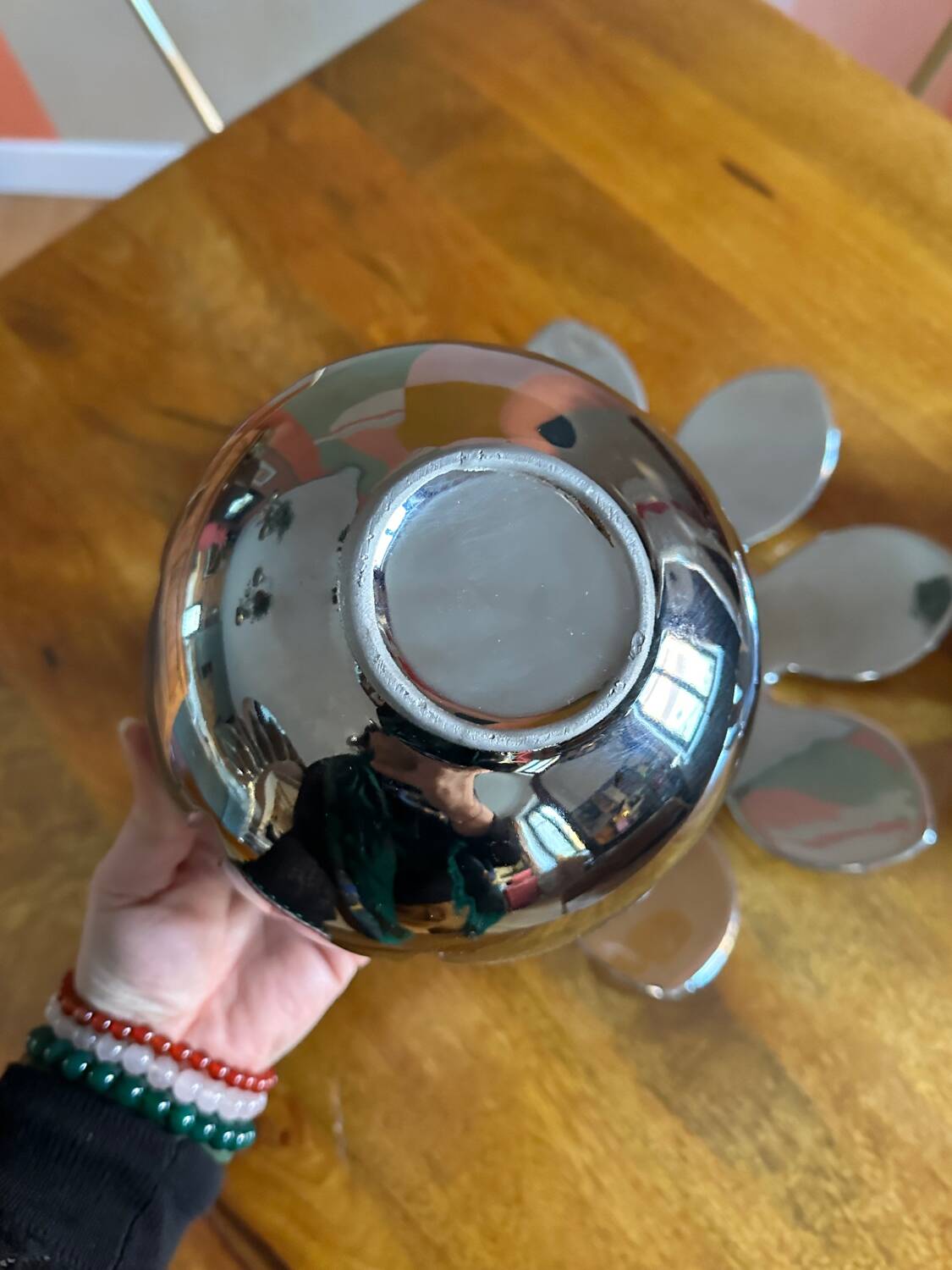 Vintage water lilies 3 silver ceramic dishes