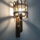Pair of rattan bamboo lantern wall lights. 1950s-1960s