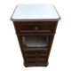 Walnut and walnut veneer bedside table with marble around 1900, door with drawers