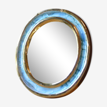 Blue and gold ceramic mirror