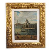 Venice Dogana, Huile sur Toile, École Vénitienne, style Francesco Guardi