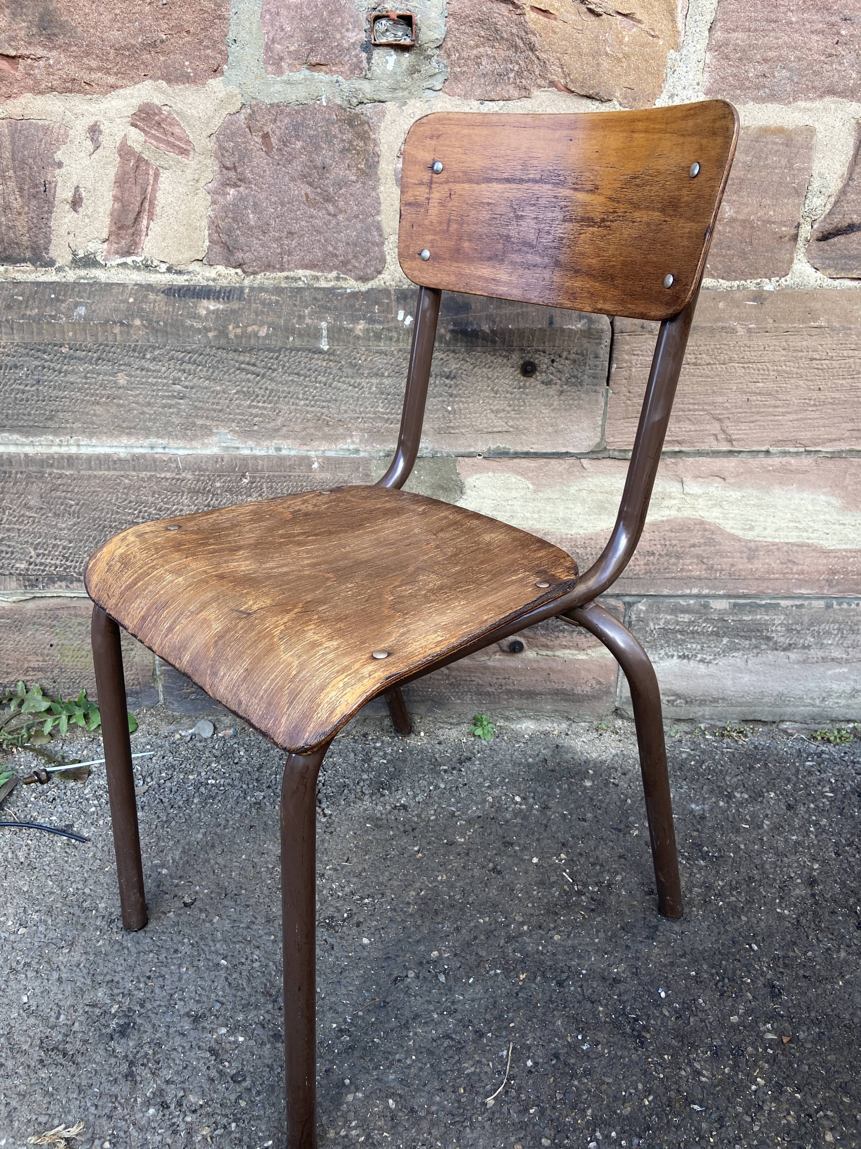 Set of 4 industrial chairs vintage school communities mullca 60s