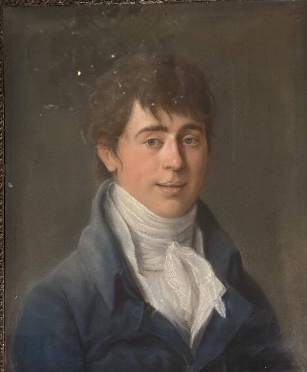 Male portrait, pastel in its frame, circa 1800
