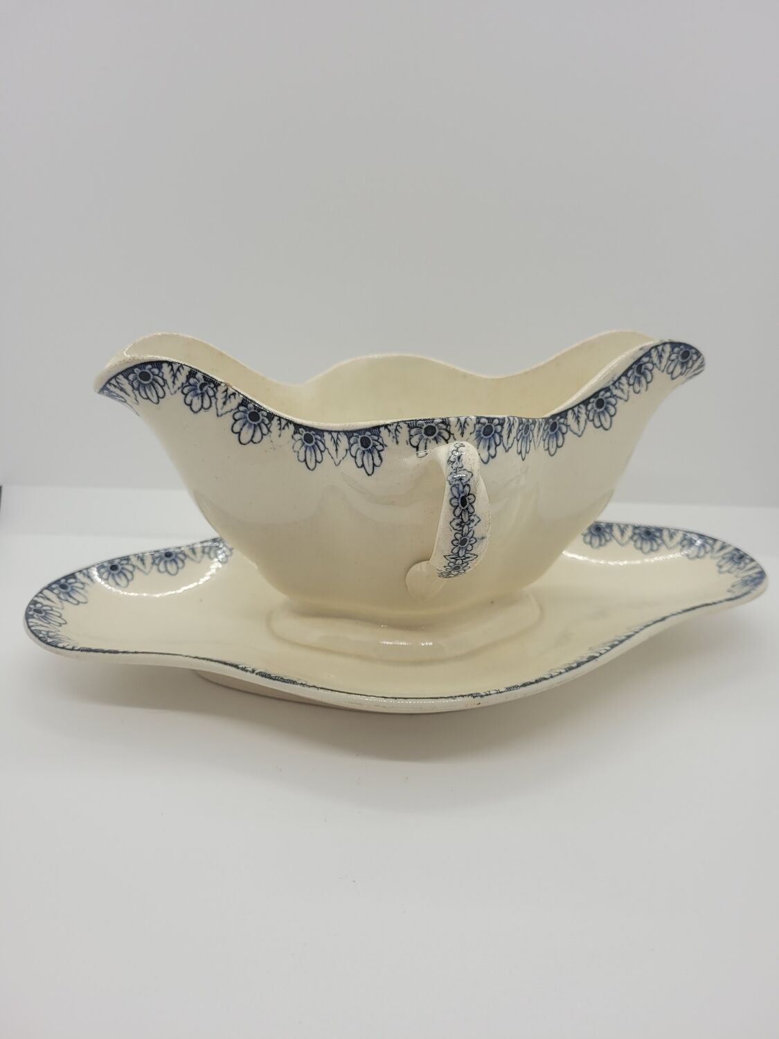 Saucière old earthenware décor Rouen Lunéville K&G