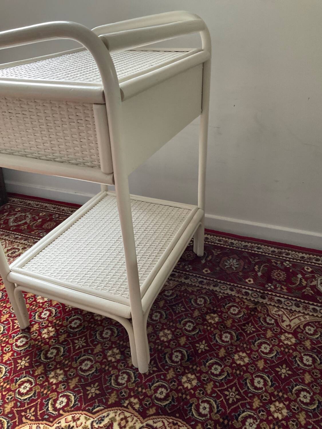 Vintage rattan bedside table from the 70s and 80s
