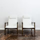 Pair of white boucle gfm 64 high back armchairs by edmund homa, 1960s