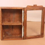 Burmese teak wall display case with original polychrome patina