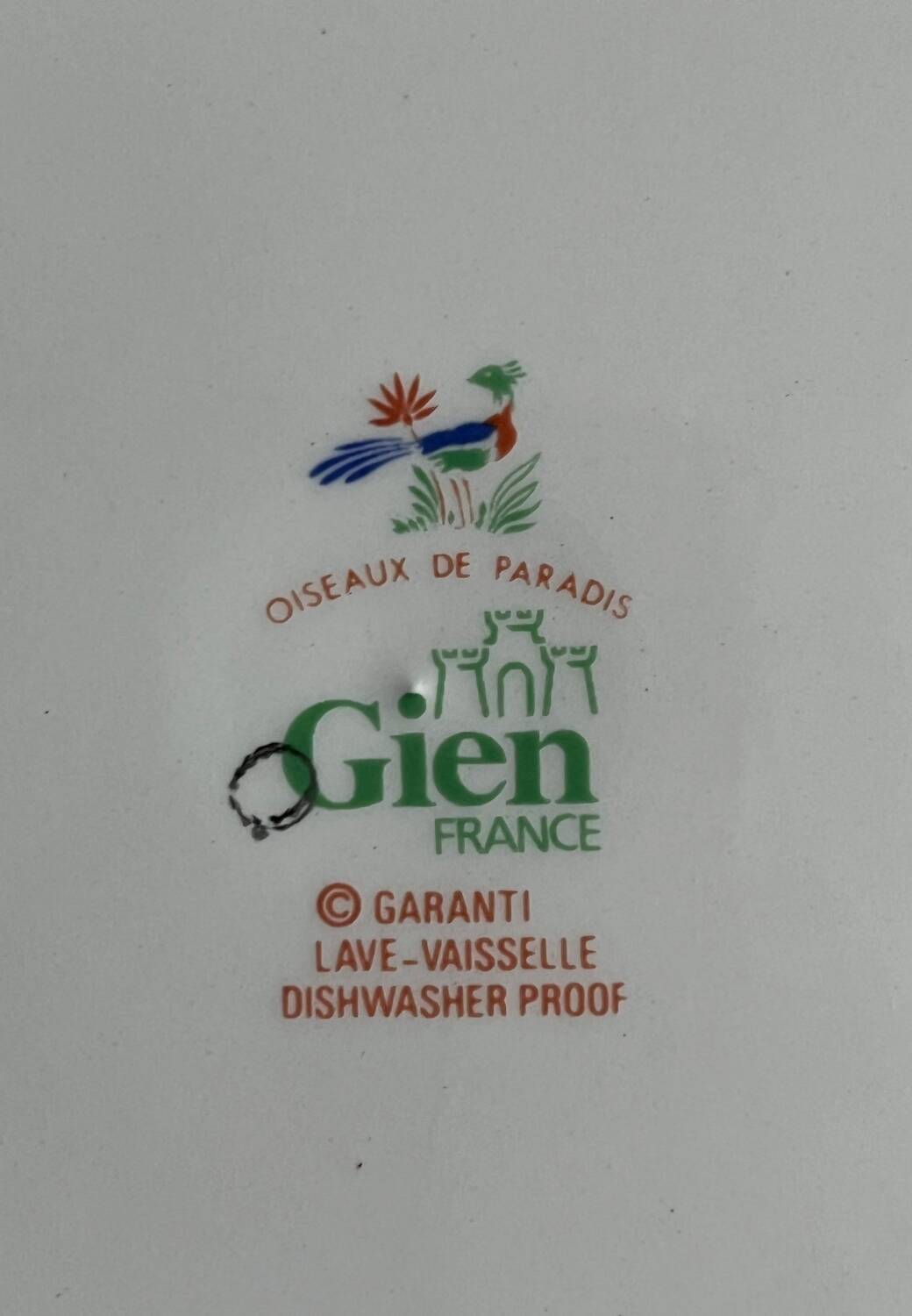 6 assiettes plates gien oiseaux de paradis