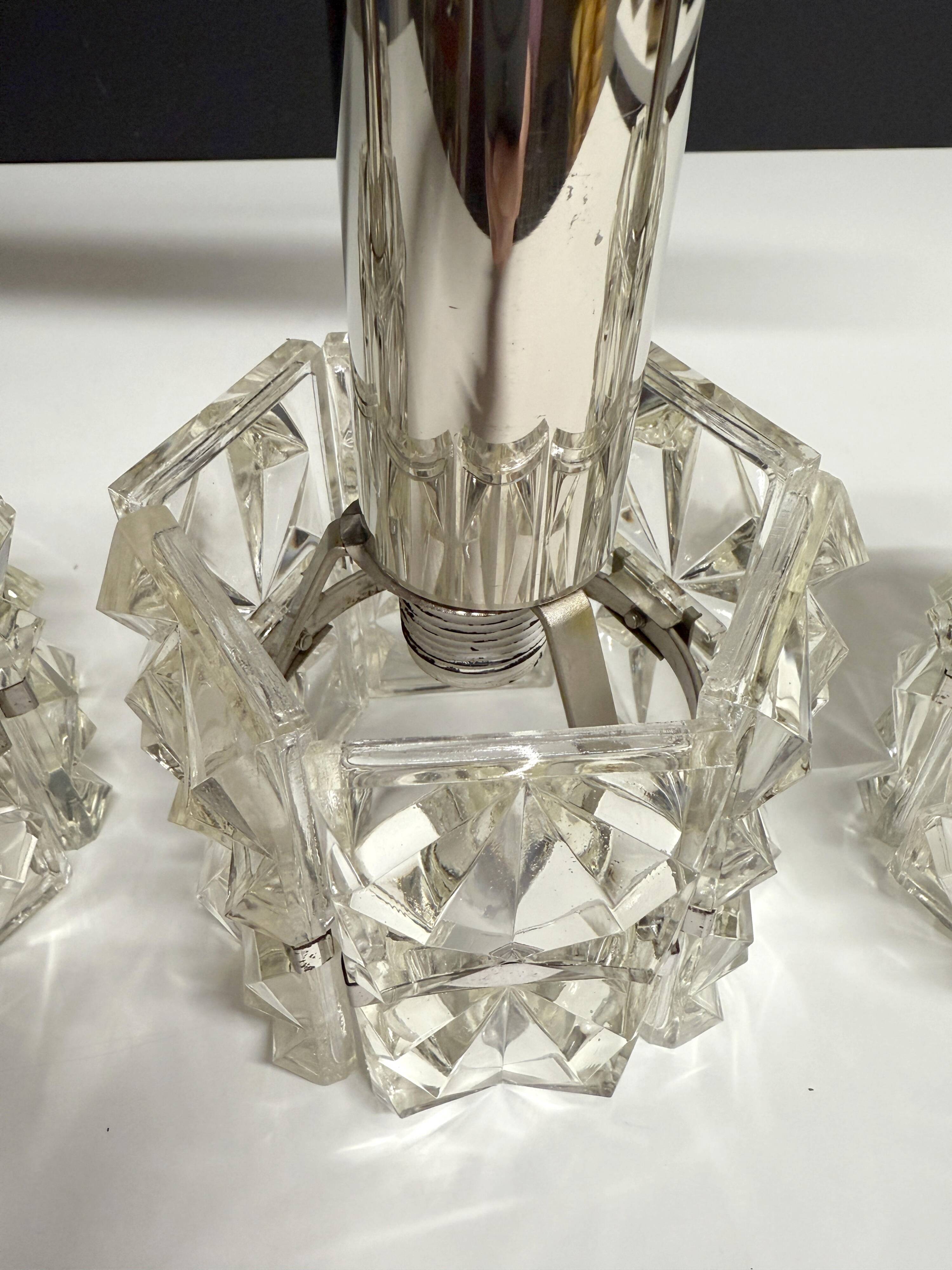 Old Vintage 4-Light Suspension Light Fixture Kinkeldey Style 60's 70's