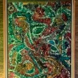 Surrealist painting signed, vintage 1970