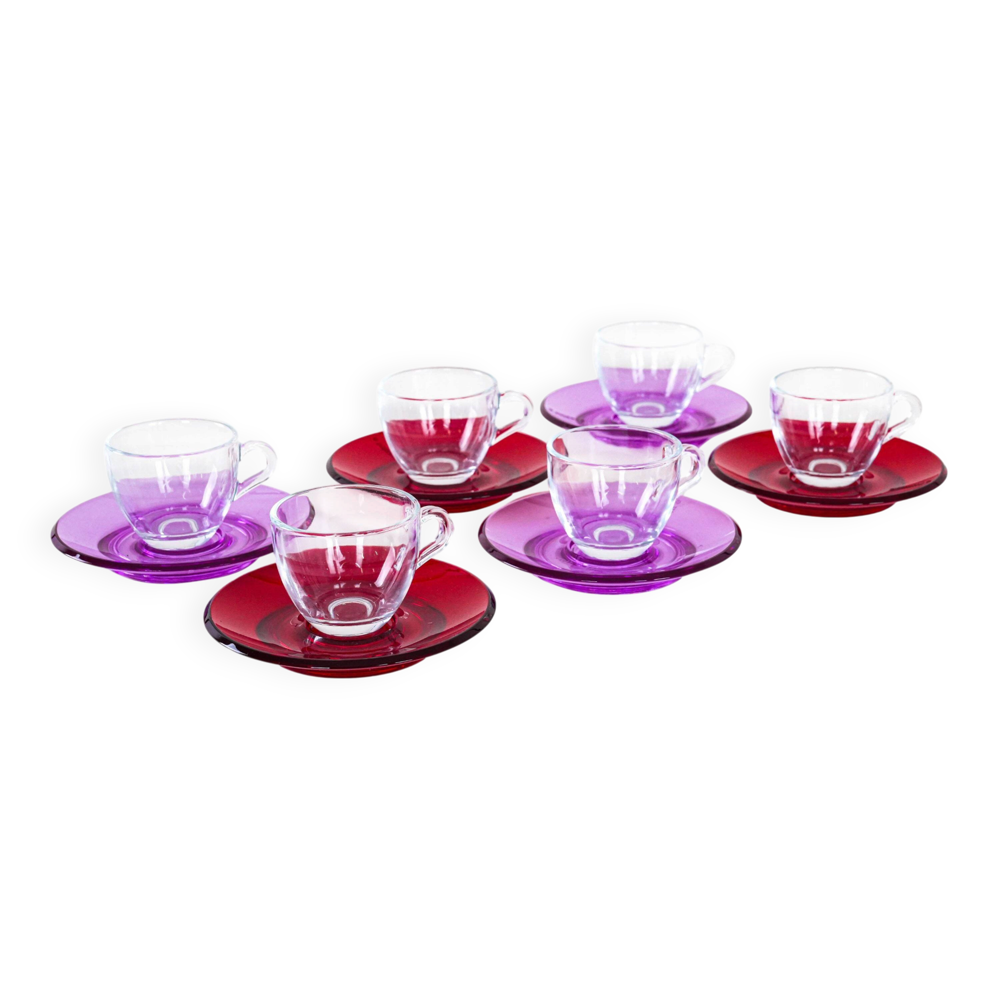 Set of glass cups, Italian design, 1970s, manufactured by Fratelli Guzzini