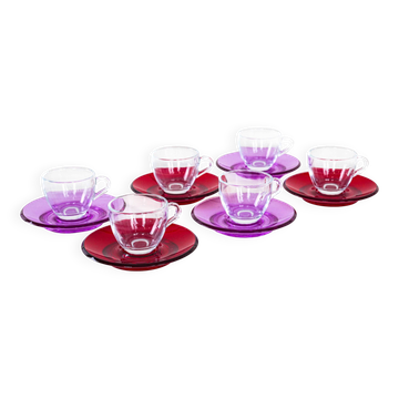 Set of glass cups, Italian design, 1970s, manufactured by Fratelli Guzzini