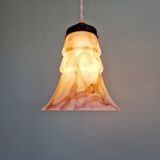 Art Deco pendant light in pink marbled opaline (4 available)