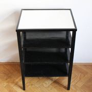 Late 1940s Czechoslovak Functionalist Étagère in Black Wood and Bevelled Gl