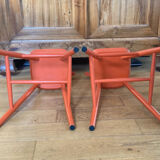 Vintage solid wood high chairs in Western style for children.