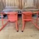 Vintage solid wood high chairs in Western style for children.