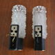 Pair of Arlus sconces with golden brass and glass, 50