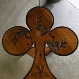 Art nouveau table with a pyrograved decoration