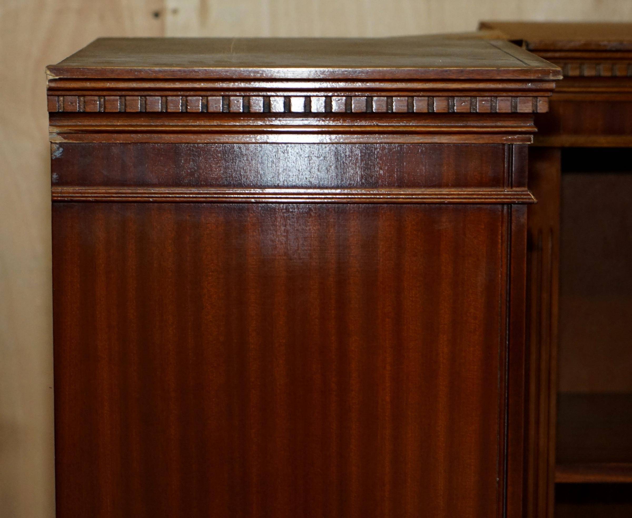 Bibliothèque d'angle vintage en acajou flammé et bois dur, 2 pièces