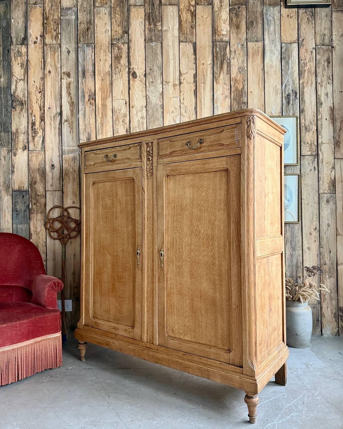 Large antique high oak sideboard