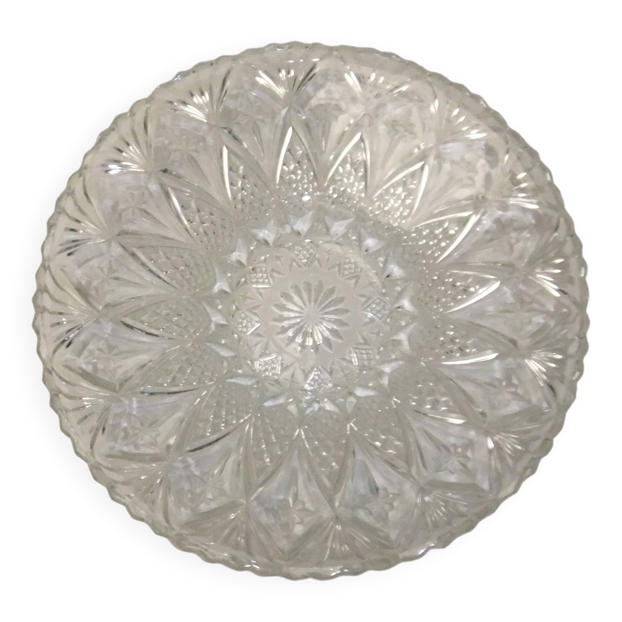 Cut crystal fruit bowl basket centerpiece vintage dish 33cm
