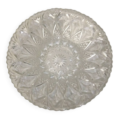 Coupe à fruits cristal taillé corbeille centre de table plat vintage 33cm