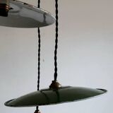 Trio pendant lights in enamelled industrial sheet metal
