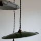 Trio pendant lights in enamelled industrial sheet metal