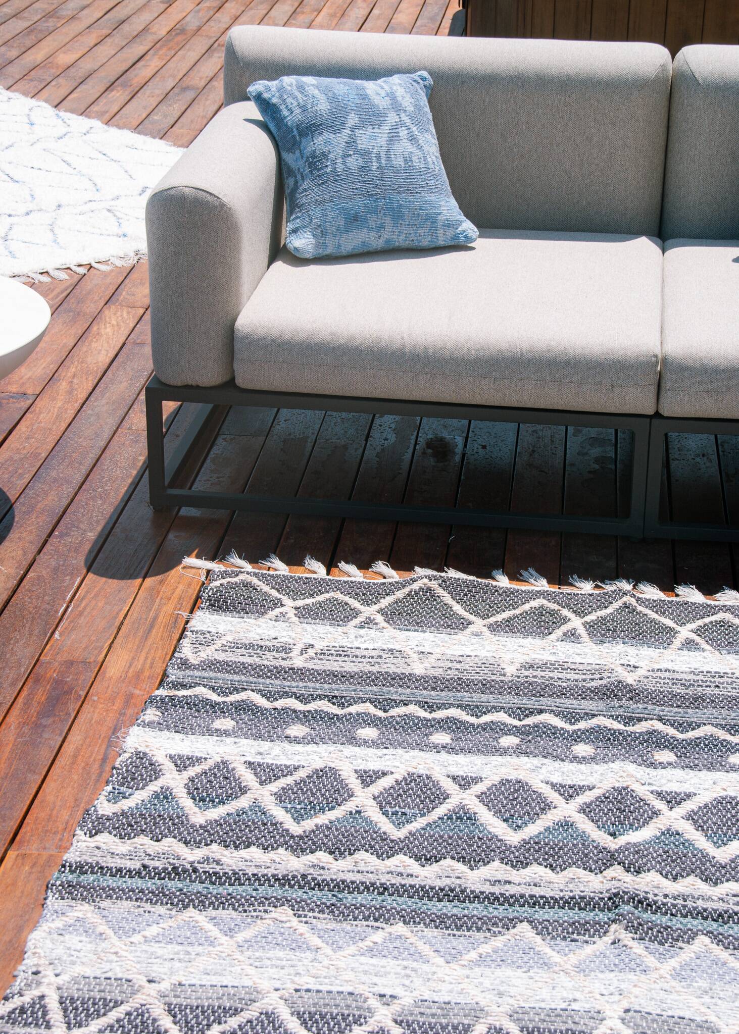 Recycled cotton handcrafted rug - Reversible - Grey