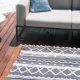 Recycled cotton handcrafted rug - Reversible - Grey